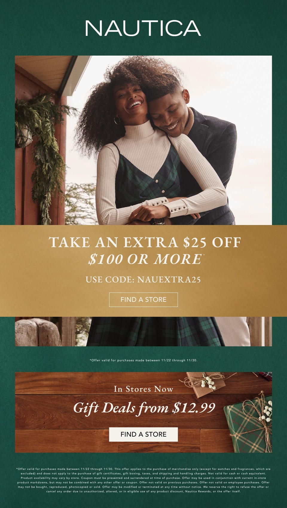 Limited time only! Take 25 off 100+ at Nautica stores